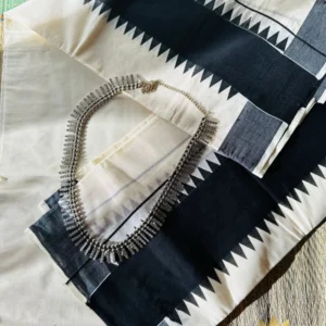 Tamara Kerala Set Mundu – Black Kara with Temple Borders