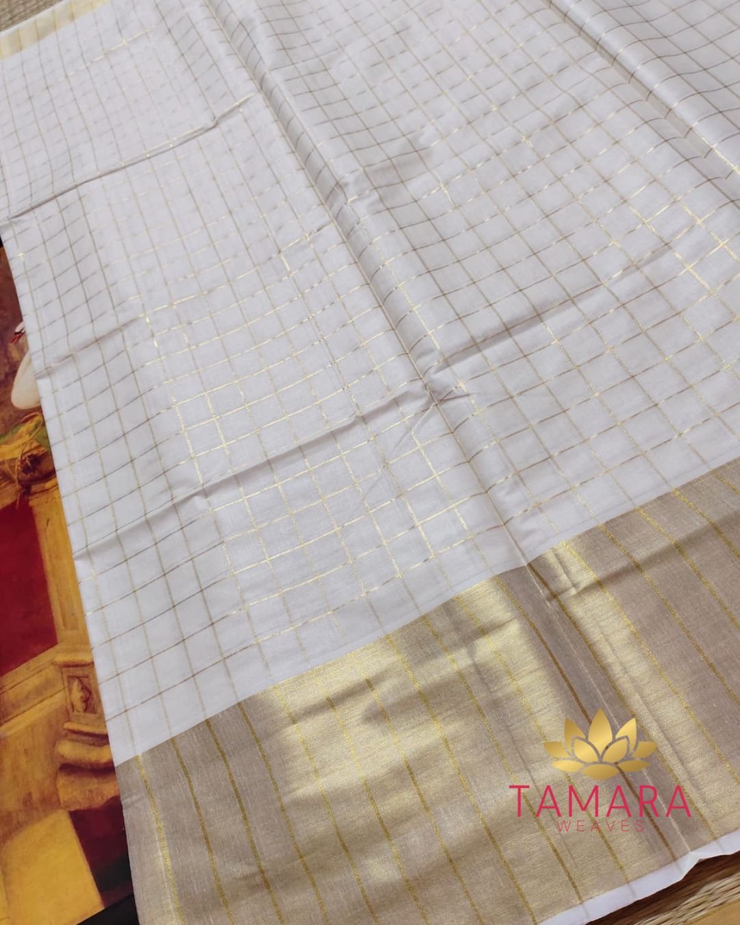 Tamara wide border checks saree - pure cotton