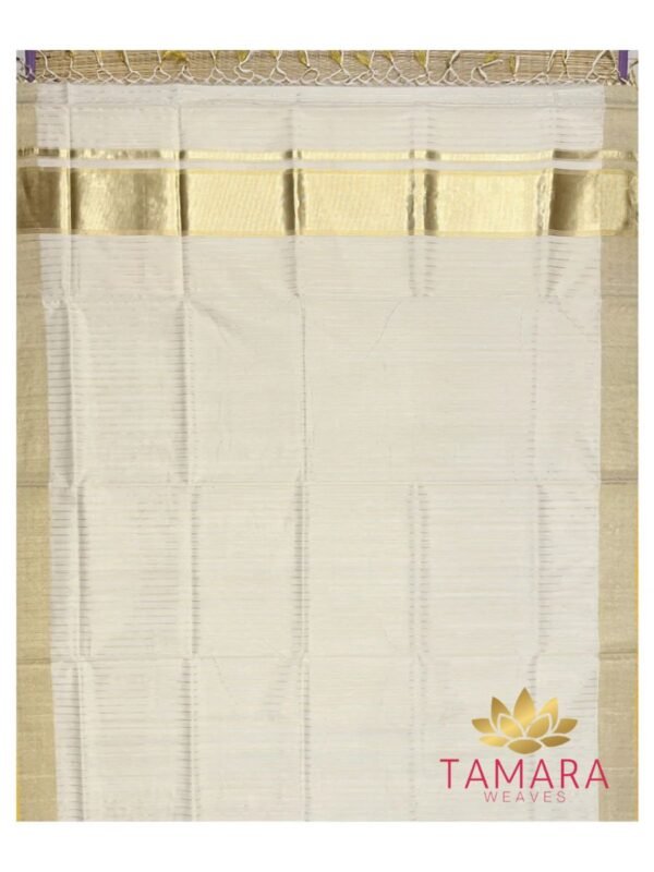 Tamara Exclusive Premium Balaramapuram Handloom Saree – Silver & Gold Mixed Antique Kasavu (Australia & NZ Shipping) - Image 4