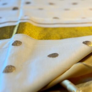 Tamara gold polka dot Kerala cotton set saree