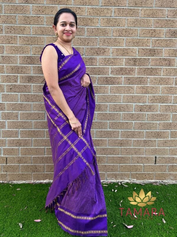 Tamara Vintage checks - stunning saree with Rudraksha zari gap border - Image 2