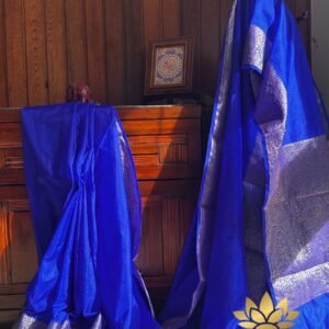Tamara Semi Banarasi Royal Blue Saree in Warm Silk with Siver Zari