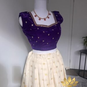 Tamara Exclusive Ready to Violet Crop Top or Saree Blouse in Velvet Fabric