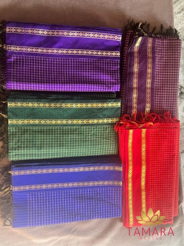 Tamara Vintage checks - stunning saree with Rudraksha zari gap border
