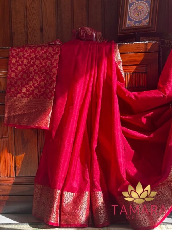 Tamara Semi Banarasi Red Saree in Warm Silk