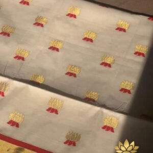 Tamara premium handloom lotus motif cotton saree - red and green colours available