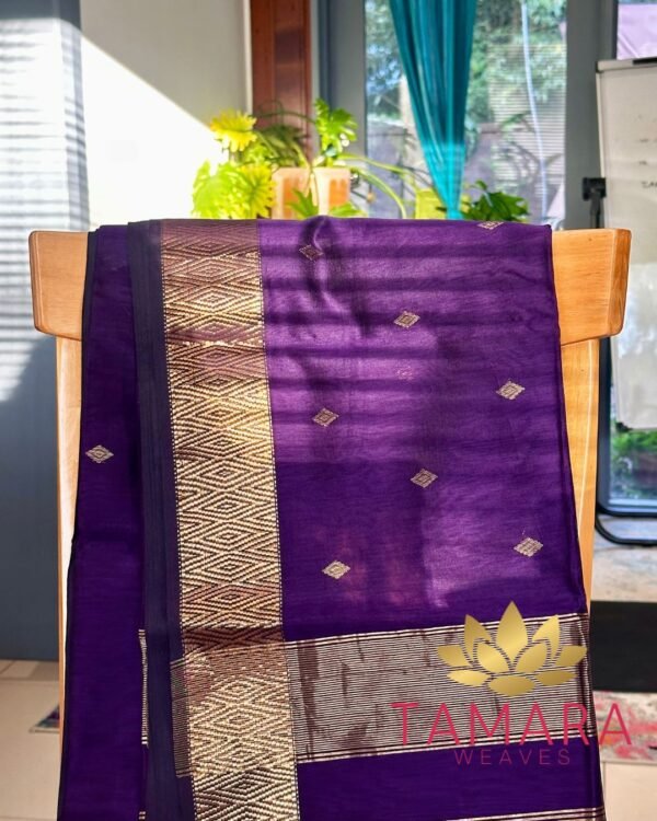 Nayanthara Violet Maheshwari Saree - Pure handloom - Image 3