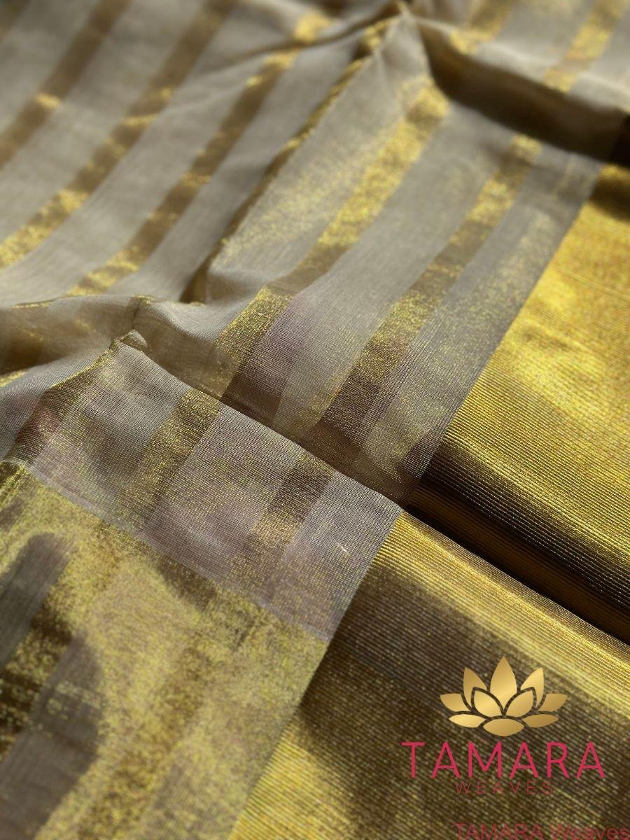 Tamara pure handloom thick stripe saree - HK02 - Image 2