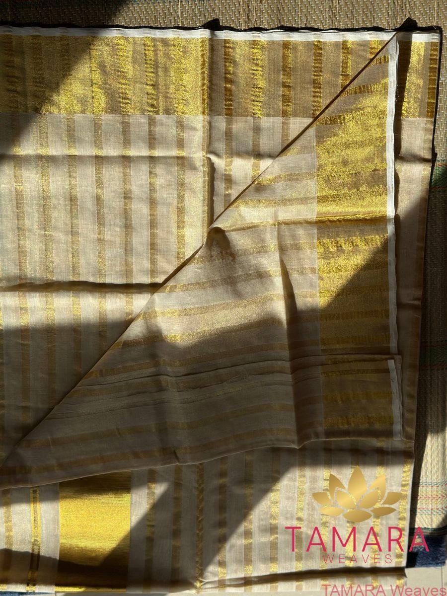 Tamara pure handloom thick stripe saree - HK02 - Image 3