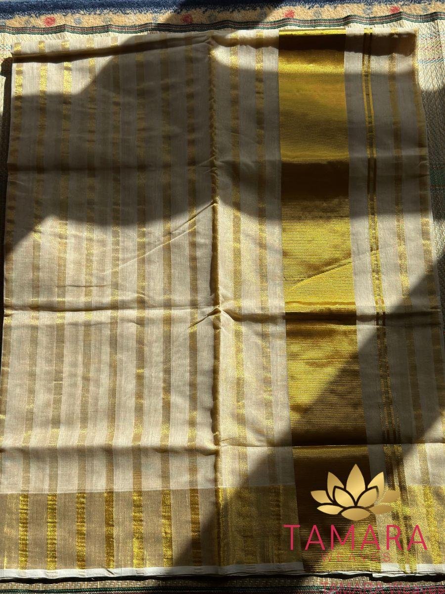 Tamara pure handloom thick stripe saree - HK02 - Image 4