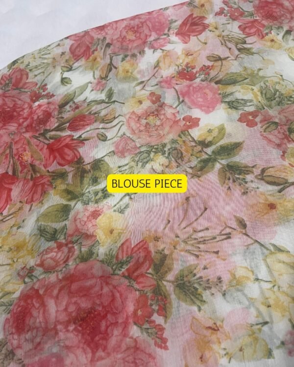 Alia Bhatt Gangubhai Inspired Semi Linen Floral Print Saree - Image 6