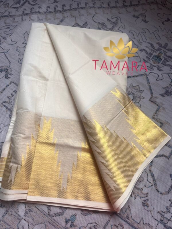 Budget Kerala Temple Saree - temple design on borders