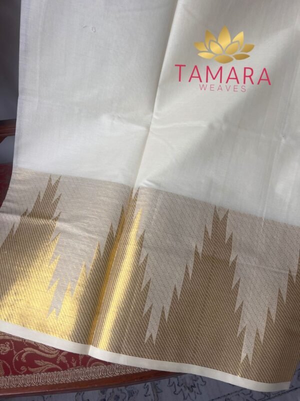 Budget Kerala Temple Saree - temple design on borders - Image 2