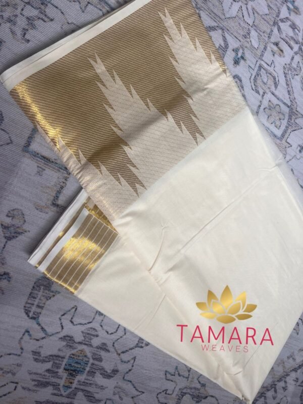 Budget Kerala Temple Saree - temple design on borders - Image 3