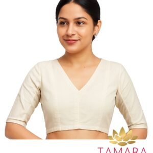 Stretchable Ready to wear Saree Blouse - Ivory colour