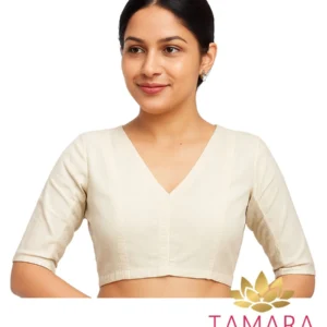 Stretchable Ready to wear Saree Blouse - Ivory colour