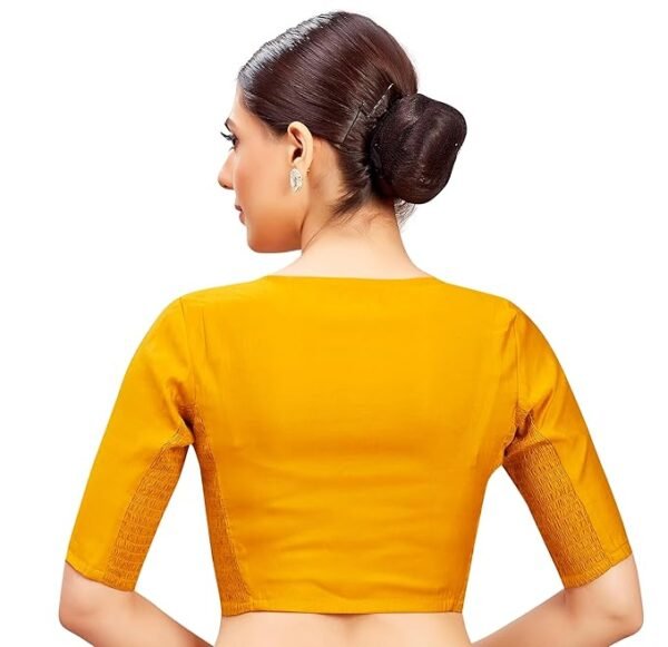 Stretchable Ready to wear Saree Blouse - Golden yellow colour - Image 2