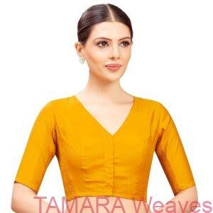 Stretchable Ready to wear Saree Blouse - Golden yellow colour