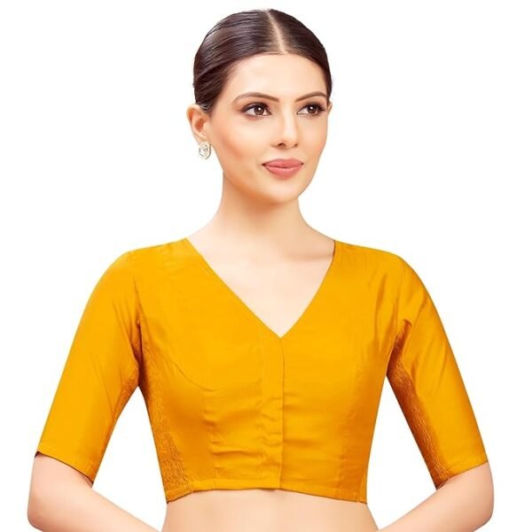 Stretchable Ready to wear Saree Blouse - Golden yellow colour
