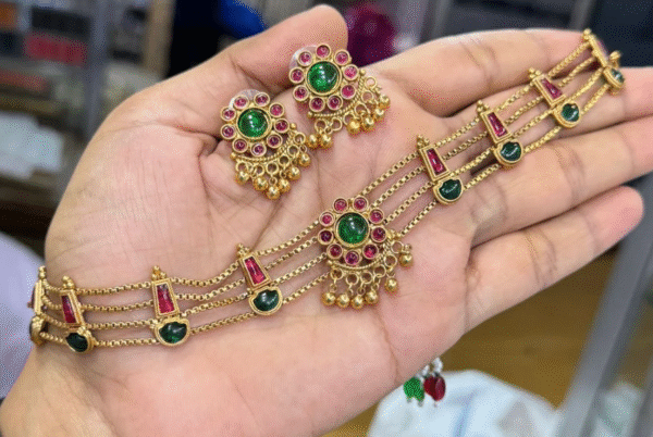 Palakka red and green choker - Kerala Jewellery