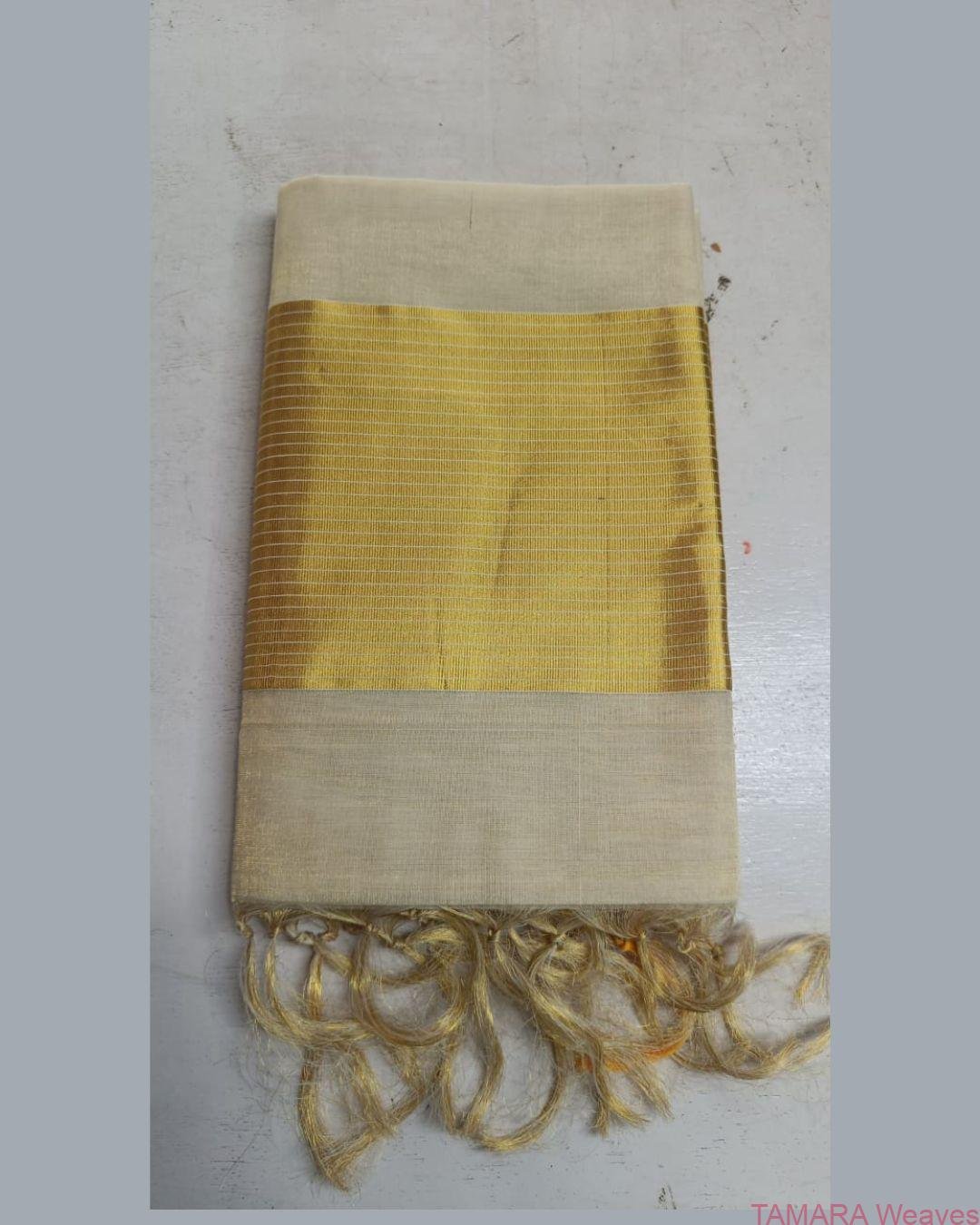Tamara presents pure handloom golden temple tissue kasavu saree - Image 3