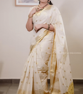 Tamara premium tissue temple saree with polka dots - very grand