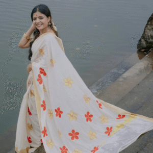 Tamara ithal saree - red and gold flower saree