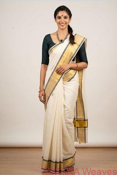 Tamara presents Nyla Usha black kara gold pure handloom kuthampully saree - Image 2