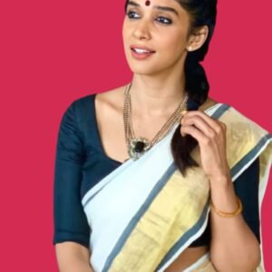 Tamara presents Nyla Usha black kara gold pure handloom kuthampully saree