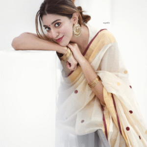 Tamara presents pure handloom polka dot saree (dark maroon kara)