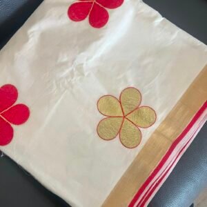 Tamara ithal saree - red and gold flower saree