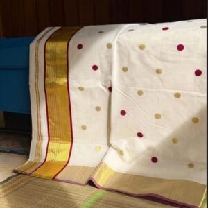 Tamara Premiun handloom polka dot saree (dark maroon kara)- KALYANI