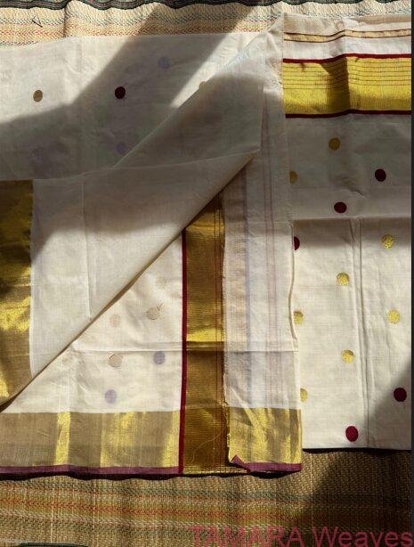 Tamara Premiun handloom polka dot saree (dark maroon kara)- KALYANI - Image 7