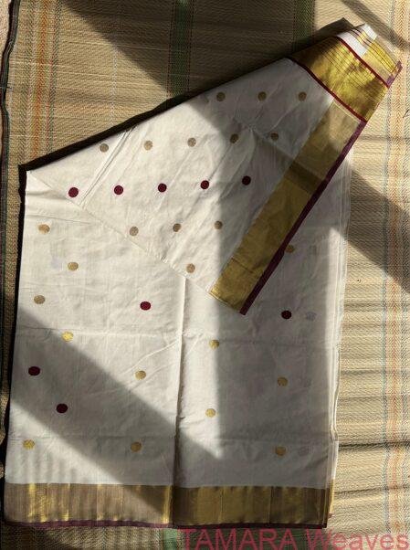 Tamara Premiun handloom polka dot saree (dark maroon kara)- KALYANI - Image 8