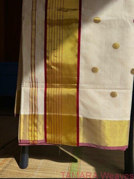 Tamara Premiun handloom polka dot saree (dark maroon kara)- KALYANI - Image 9