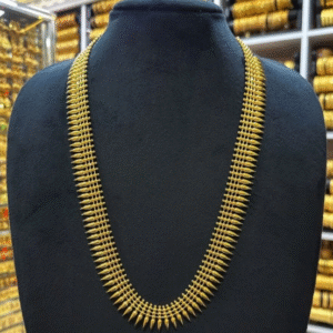 Gold replica mullamottu long necklace (Gold plated) with back chain