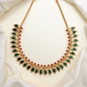 Gold replica Nagapadam Necklace green colour