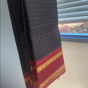 Black With Red Kanchi Cotton Saree - Ahaana Krishna inspired saree - preorder for delivery in October