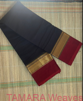 Black With Red Kanchi Cotton Saree - timeless classic and effortless drape