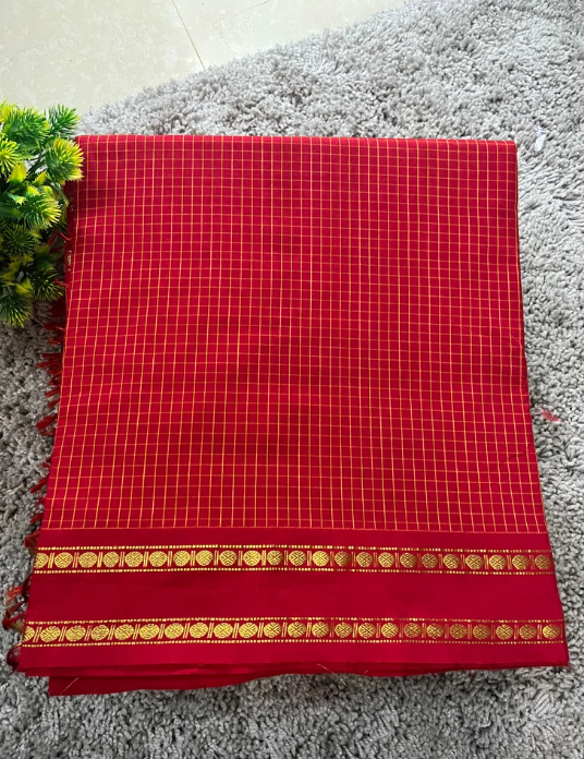Tamara Vintage checks - stunning saree with Rudraksha zari gap border - Image 9
