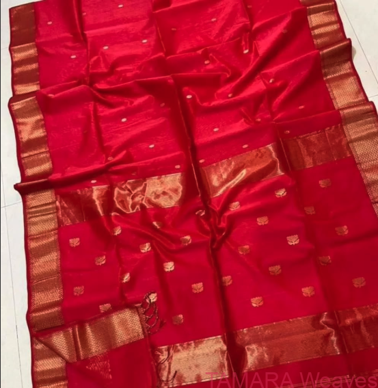 Red Maheshwari Saree - Pure handloom