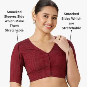 Stretchable Ready to wear Saree Blouse - Pure cotton maroon colour