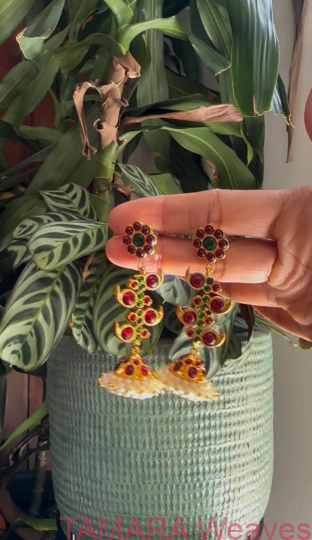 Handmade KEMP Grand Hanging Jhumka