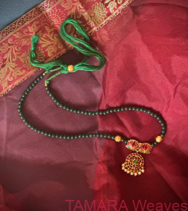 Kemp Lotus handmade green beads long necklace (haram) - Image 2
