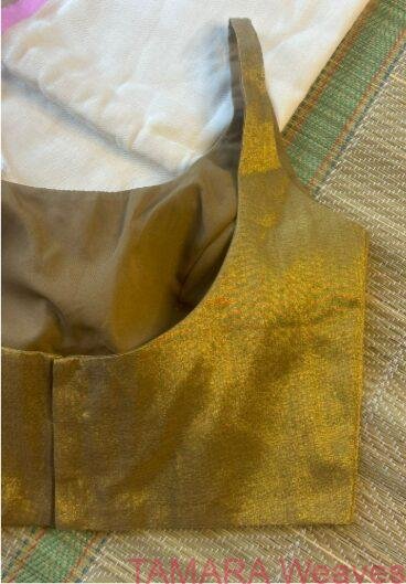 Ready to wear Saree Blouse - Gold sleeveless with pads - Image 4