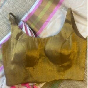 Ready to wear Saree Blouse - Gold sleeveless with pads