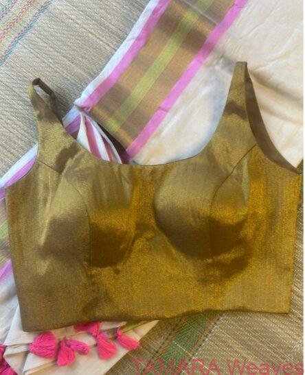 Ready to wear Saree Blouse - Gold sleeveless with pads
