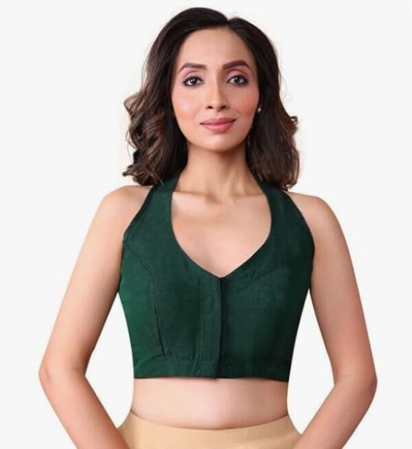 Halter Neck Sleeveless Ready to wear Saree Blouse - Bottle Green Australia