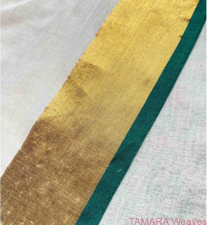 Ivory and green festive mul cotton saree - April 2026 second week delivery - JHANVI - Image 2