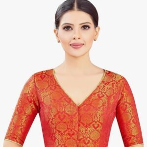 Brocade Ready to wear Saree Blouse - Orange